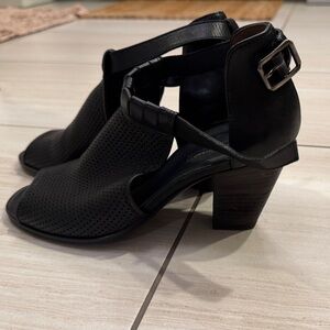 Paul Green Black Perforated Heeled Sandals